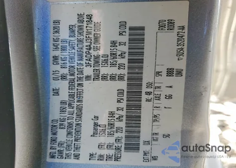 2015 Ford Fiesta S z USA, uszkodzony, nr VIN 3FADP4AJ3FM171848